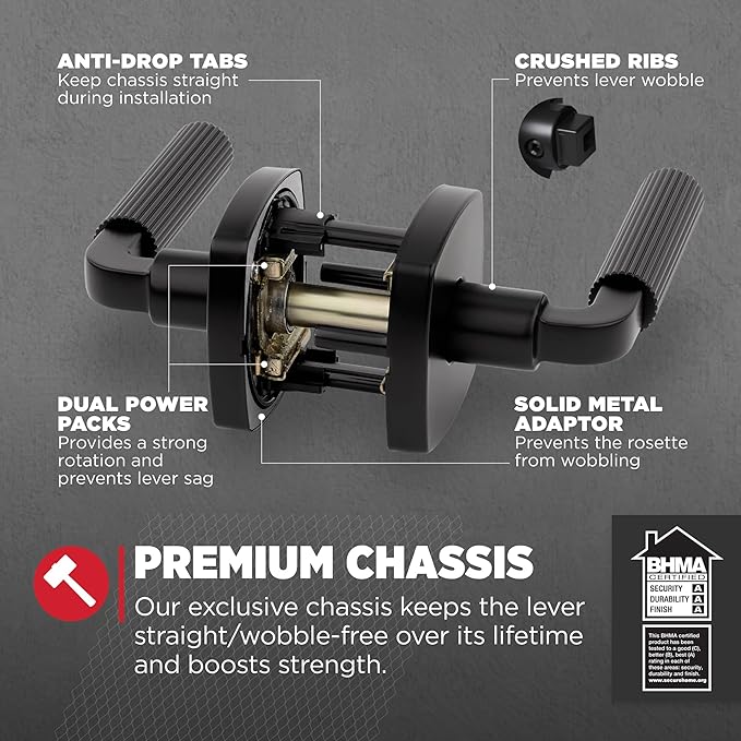Kwikset Mirada Interior Midtown Passage Door Handle, Lever for Closet and Hallway Doors, Reversible Non-Locking Handle Lever, Matte Black