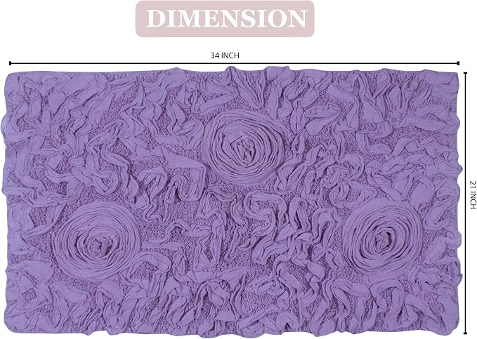 Home Weavers Bell Flower Collection 100% Cotton Tufted Bath Rugs, Extra Soft and Absorbent Bath Rugs, Non-Slip Bath Mats, Machine Washable, Bath Mats for Bathroom Floor, 21"x34" Rectangle, Purple