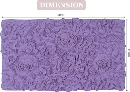 Home Weavers Bell Flower Collection 100% Cotton Tufted Bath Rugs, Extra Soft and Absorbent Bath Rugs, Non-Slip Bath Mats, Machine Washable, Bath Mats for Bathroom Floor, 21"x34" Rectangle, Purple