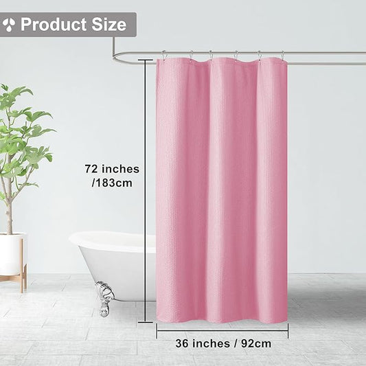 OVZME Small Stall Shower Curtain - Embossed Textured Bathroom Curtain, 36 x 72 Shower Curtain for RV Camper, Machine Washable Water Resistance, Hot Pink