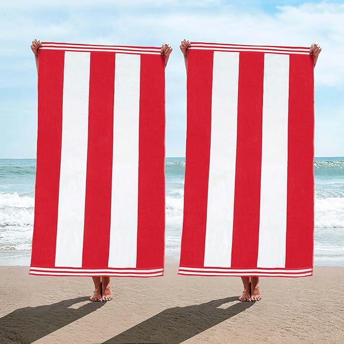 Superior Oversized Beach Towel, Red (Set of 2)