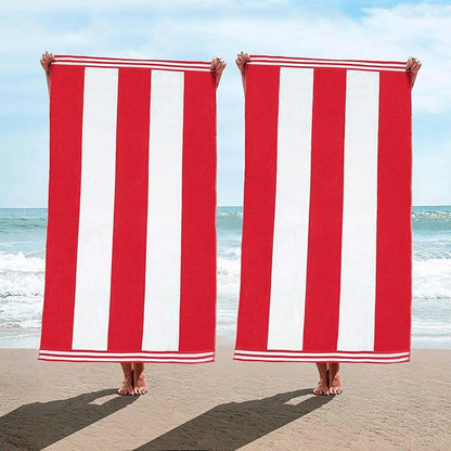 Superior Oversized Beach Towel, Red (Set of 2)