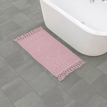 French Connection Nellore Bath Rugs, Woven and Beaded Bath Mats, Durable and Thick Bath Mats for Bathroom and Shower Rugs, 20" x 38", Light Purple