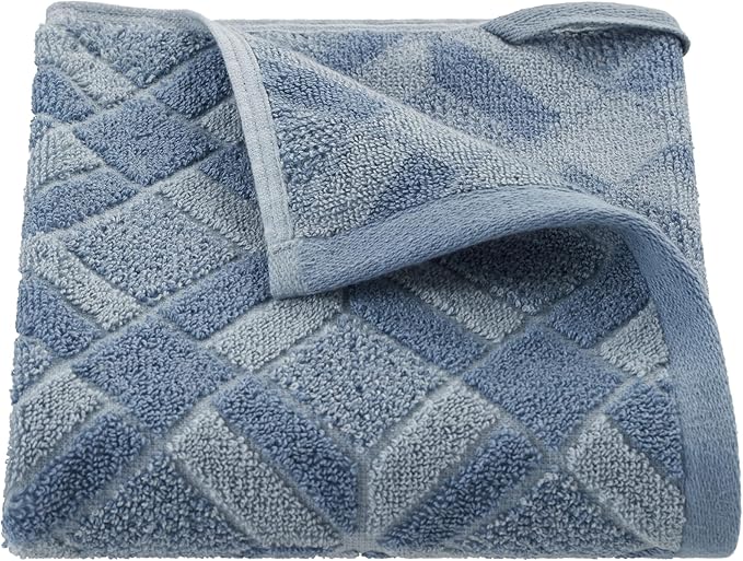 Martex Restore Geo Bath Towel – Soft, Absorbent, Moisture-Wicking and Quick to Dry – Lightweight for Everyday Use – Comfortable Feel with Convenient Loop for Hanging – 30" x 56" – Blue