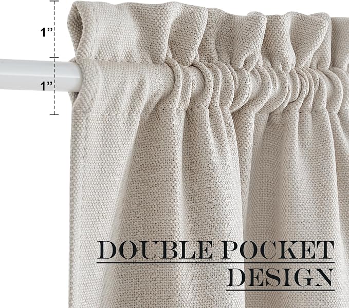 NICETOWN Door Curtains 72 inche Long - Faux Linen French Door Shades for Glass, Thermal Insulated Window Covering for, Sidelight Curtains for Kitchen, 30 inch Wide, Angora, 1 PC