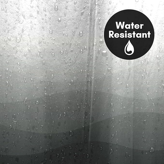 Americanflat 71x74 Wave Grey Ombre Shower Curtain - Water-Resistant Long Shower Curtain with Durable Grommets and 12 Hooks - 100% Polyester