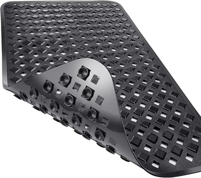 Yimobra Bathtub Mat Non Slip, Shower Mat with Strong Suction Cups & Drain Holes, 28"X16", Anti Slip Bath Tub Mat for Inside Shower, Machine Washable Fast Drying, Bathroom Essentials, Black