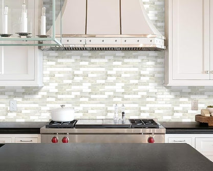 Beige Peel and Stick Backsplash 3D Self Adhesive Wall Tile 10 Sheet | Thick,Sticky,Vinyl,12"x12",Marble,for Kitchen,Bathroom