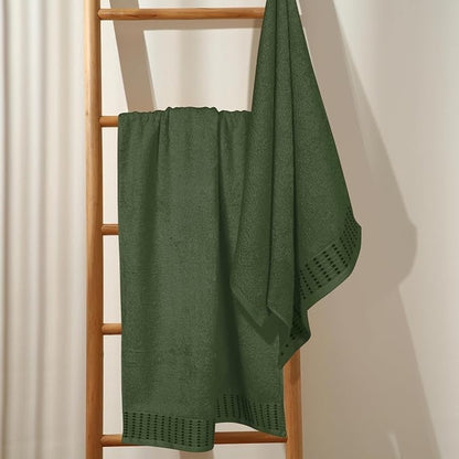 Cotton 2 Pack Oversized Bath Towel Set 28x55 inches, Large Bath Towels, Ultra Absorbant Compact Quickdry & Lightweight Towel, Ideal for Gym Travel Camp Pool - Olive Green