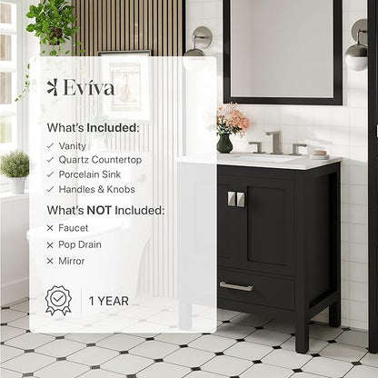 Eviva Aberdeen 30 in. Espresso Single Sink Bath Vanity with Carrara Quartz Top and Undermount Porcelain Sink