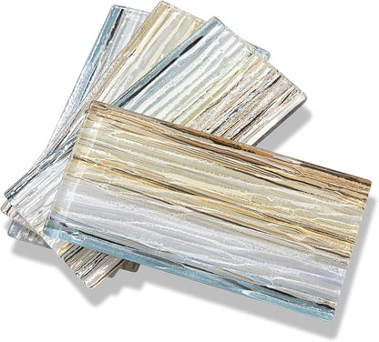 Glass Subway Tile, 3x6 Inch Glass Tile for Kitchen Backsplash Bathroom Shower Wall Sunshine Beach (40 Pcs 5 sq.ft)