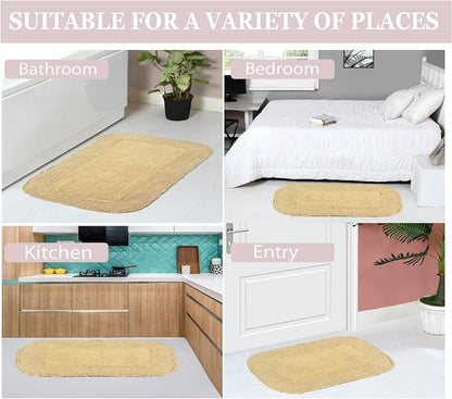 Home Weavers Radiant Collection 100% Cotton Bathroom Rugs Set, Washable Rug, Soft Cotton Extra Soft and Absorbent Bath Rug, Kitchen Mat, Bath Mat Set, Bath Floor Mat Non Slip, 21"x54" Runner, Yellow