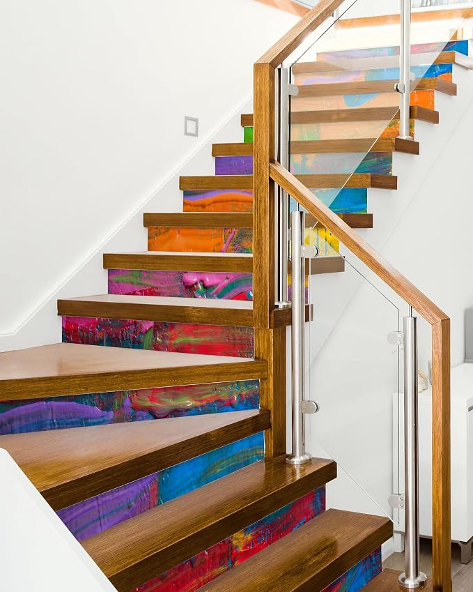 FLFK Stair Riser Decals,Graffiti Vinyl Sticker for Stairs Decoration,14 Pcs 39.3"X7.08"