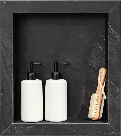 Palisade 17.5 in x 15.5 in Vinyl Shower Niche Black Ice | Waterproof Shower Insert