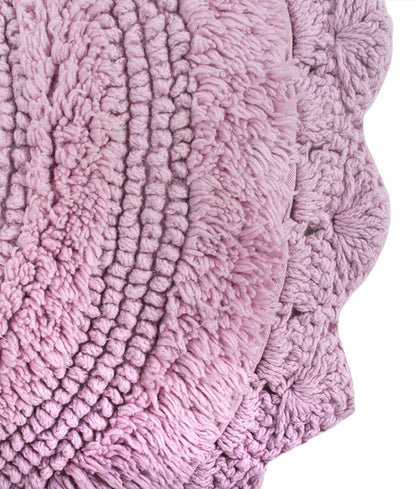 DII Crochet Collection Reversible Bath Mat, Small Oval, 17x24, Mauve