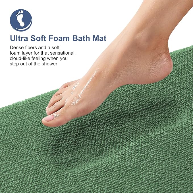 OLANLY Memory Foam Bathroom Runner Rugs 59x20, Long Bath Mats, Olive Green | Soft Quick Dry Bath Rugs, Non-Slip, Absorbent Machine Washable Mat for Bathroom Floor, Tub and Shower, Home Decor Accessories