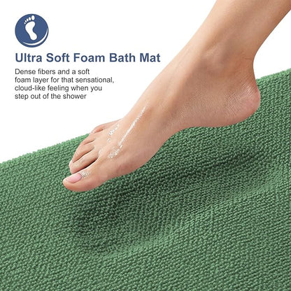OLANLY Memory Foam Bathroom Runner Rugs 47x24, Long Bath Mats, Olive Green | Soft Quick Dry Bath Rugs, Non-Slip, Absorbent Machine Washable Mat for Bathroom Floor, Tub and Shower, Home Decor Accessories