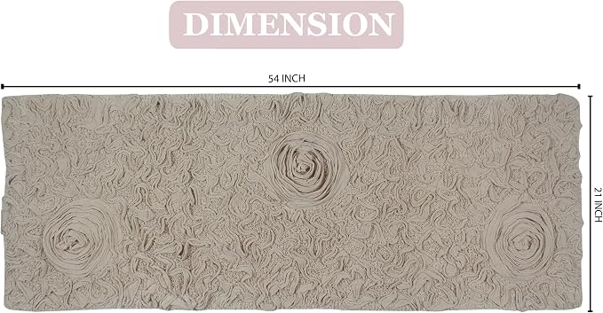 Home Weavers Bell Flower Collection 100% Cotton Tufted Bath Rugs, Extra Soft and Absorbent Bath Rugs, Non-Slip Bath Mats, Machine Washable, Bath Mats for Bathroom Floor and Tub, 21"x54" Runner, Linen
