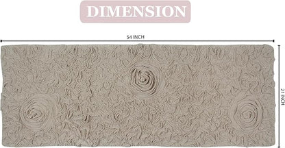 Home Weavers Bell Flower Collection 100% Cotton Tufted Bath Rugs, Extra Soft and Absorbent Bath Rugs, Non-Slip Bath Mats, Machine Washable, Bath Mats for Bathroom Floor and Tub, 21"x54" Runner, Linen