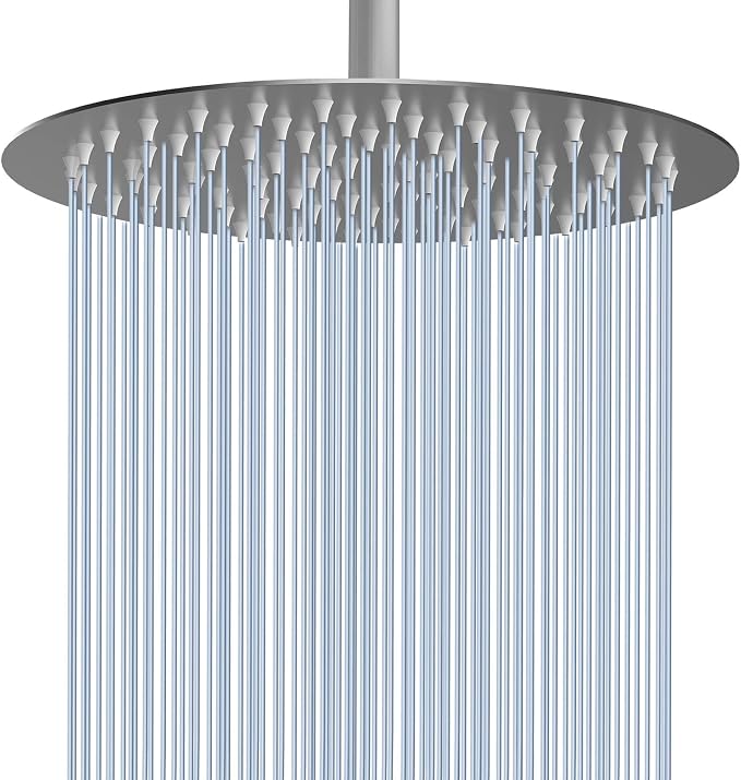 Voolan Rain Shower Head, High Flow Large Rainfall Showerhead Made of All Metal Stainless Steel, Waterfall Body Covering, Universal Wall and Ceiling Mount (Brushed Nickel)