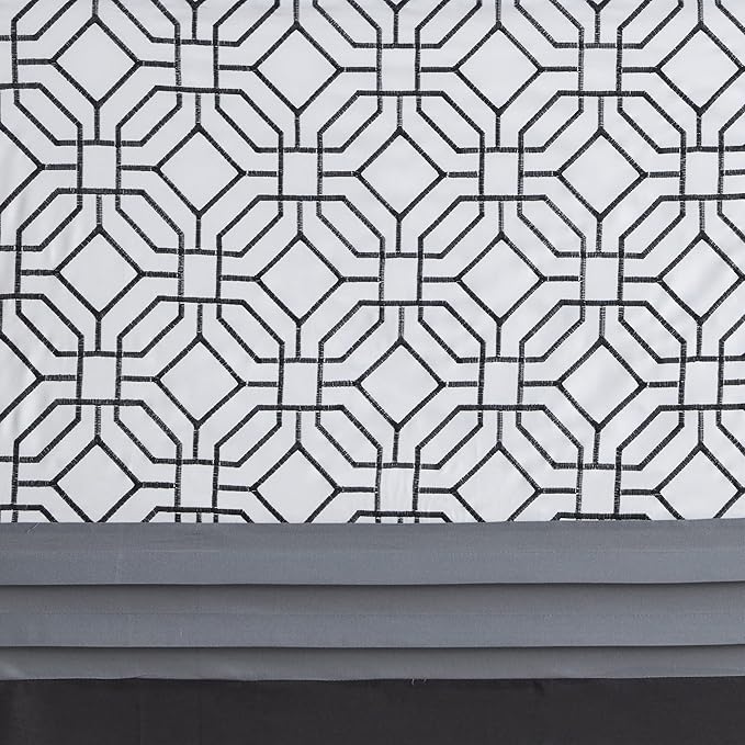 510 DESIGN Shower Curtain, Geometric Textured Embroidery Design with Built-in Liner, Modern Mid-Century Bathroom Decor, Machine Washable, Fabric Privacy Screen, 72x72, Donnel, Black/Grey