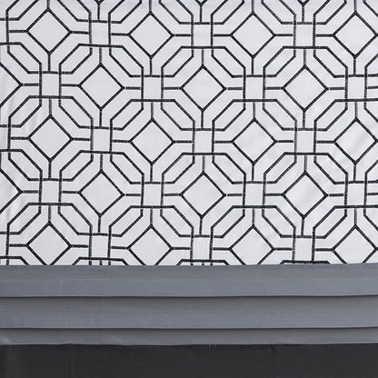 510 DESIGN Shower Curtain, Geometric Textured Embroidery Design with Built-in Liner, Modern Mid-Century Bathroom Decor, Machine Washable, Fabric Privacy Screen, 72x72, Donnel, Black/Grey