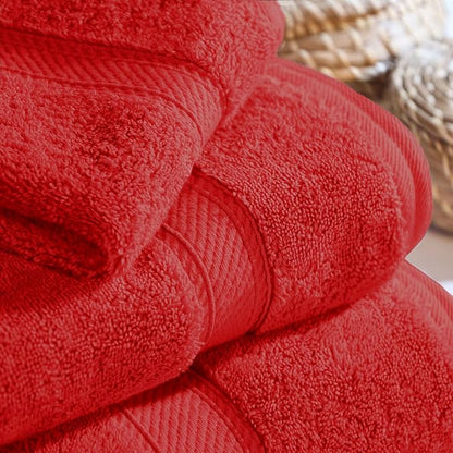 SUPERIOR Egyptian Cotton Ultra Plush & Absorbent, 3 Piece Set, Red | Quick Dry, Soft Luxury Towel Set, Bath Essentials, Guest Bath, Spa, 1 Bath, 1 Hand, 1 Face Towels, Madeline Towels