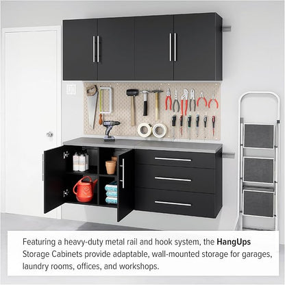 Prepac HangUps 30" Upper Garage Cabinet, Bathroom Cabinet Wall Mount, Ideal for Garage, Kitchen and Laundry Organization 30" W x 24" H x 16" D, Black