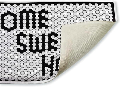 Stupell Industries Sweet Home Mosaic Pattern Plush Bathroom Mat & Bath Rug, Soft Quick-Dry Non-Slip Bathroom Rug with Recycled Foam Cushion, Geometric Tile Pattern Design by Elizabeth Medley, 18"x30"