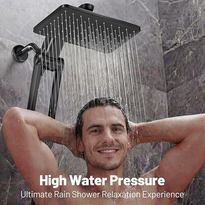 Dual Filtered Rainfall Handheld Showerhead Spray Combo with 7 Modes | 2026 Upgraded Shower Head Combo, Dual Filtration For Skin & Hair Care, One-Button Filter Replacement, Matte Black