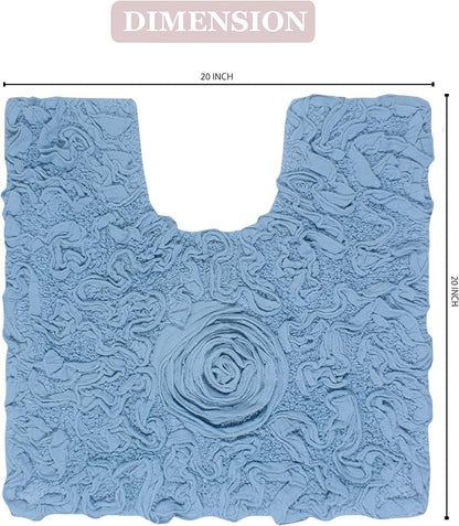 Home Weavers Bell Flower Collection 100% Cotton Tufted Bath Rugs, Extra Soft and Absorbent Bath Rugs, Non-Slip Bath Mats, Machine Washable, Bath Mats for Bathroom Floor, 20"x20" Contour, Sky Blue
