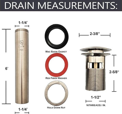 Westbrass D410A-1-07 Mushroom Style Pop-Up Stopper Drain for Vessel/Bowl Sinks with No Overflow, Satin Nickel