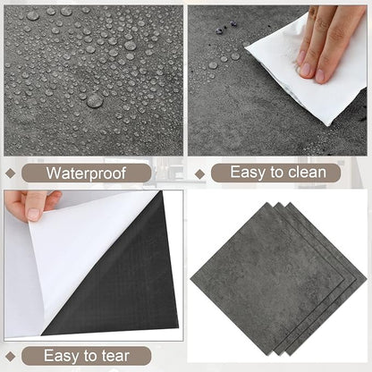 Spiareal 48 Pieces Peel and Stick Floor Tiles Vinyl Flooring 12 x 12 Inch Stick on Floor Tile Self Adhesive Waterproof DIY for Bathroom Kitchen Bedroom Living Room(Gray Grain)