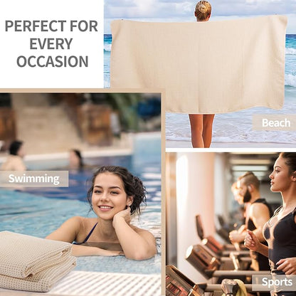 MICROFI New Microfiber Waffle Bath Towels, 2 Pieces, Oversized, Soft, Absorbent, Fast Drying, Lint Free 430 GSM (30''x60''/76cm x 152cm)