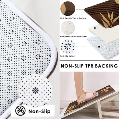 Bathroom Sets with Shower Curtain and Rug Boho 4 Pcs, Mid | Century Abstract Geometric Minimalist Bathroom Decor Set with Toilet Lid Cover, Non-Slip Bath Mats and Accessories 12 Hooks