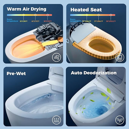 Smart Toilet with Bidet built in, Bidet Toilet with Water Filtration | Nano Self-Cleaning Glaze, Pump assisted, Auto Deodorizer, Blackout Flush, Auto Open/Close/Flush, ADA Comfort Height,MAP1000