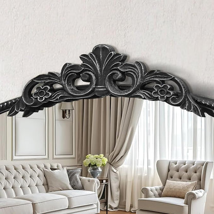 Micasso Vintage Black Arched Mirror: 36"x29" Baroque Antique Wall Mirror | Traditional Ornate French Decorative Wall Mirror for Bedroom/Bathroom/Entryway/Hallway/Dresser/Vanity/Mantel/Nightstand
