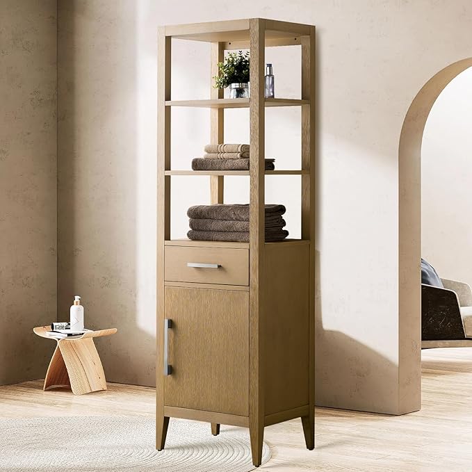 Vanity Art 21 inch Bathroom Vanity with Storage Cabinet & Shelves, Storage Cabinet with Soft-Closing Doors, VA90-LC-NO-GB1