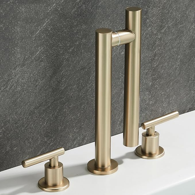 Bathroom Basin Mixer Faucet 3 Hole Swivel Brass Double Handle 3 Hole Basin Faucets-Grey