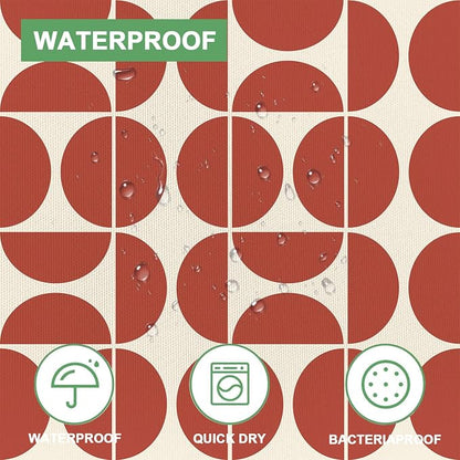 Red Brown Mid Century Modern Shower Curtain, Boho Abstract Geometric Retro Art Shower Curtains for Bathroom, Colorful Unique Pattern Polyester Fabric Shower Curtain Set 12 Hooks 72X72IN