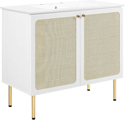 Modway EEI-6697-WHI-WHI Chaucer 36" Bathroom Vanity, White White