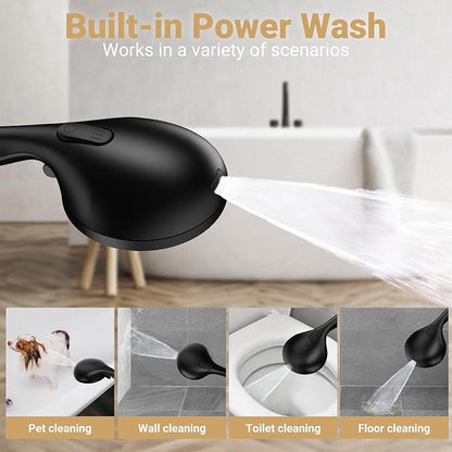 Filtered Shower Head with Handheld, 11.8" Rain Shower Head, High Pressure | 10-Function Spray Options, Adjustable Extension Arm, Secure Adhesive Holder, Easy Installation, Stainless Steel-Black Finish