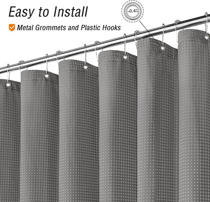 Small Stall Grey Fabric Shower Curtain, 36 x 72 | Narrow Half Cloth-Textured Shower Curtain for Bathroom, Water Repellent, Machine Washable