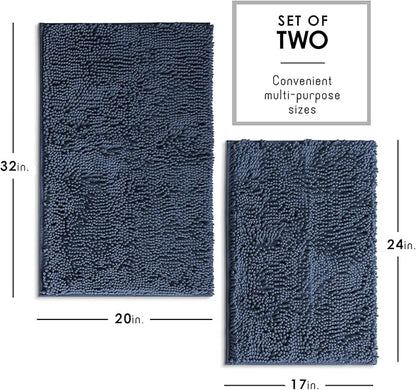 Hearth & Harbor Bathroom Rugs, Chenille Bath Mat - Machine Washable Bath Mats for Bathroom Non-Slip Backing Rubber, Quick Dry Bathroom Mat