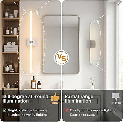 Bathroom Light Fixture LED Vanity Light 45.3" 5CCT Wall Sconce | LED Dimmable Wall Light Nickel Modern 360° Lighting, 42W Hardwired Vanity Light for Bathroom Mirror, Flicker-Free