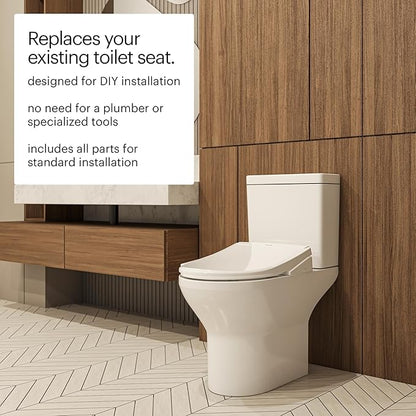 Brondell T44-RW Swash Thinline Electric Bidet Toilet Seat with Oscillating Stainless Steel Nozzle, T44-Thinline