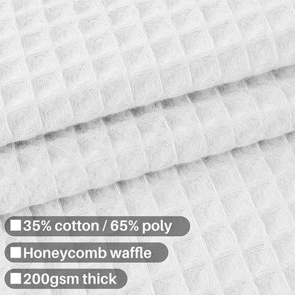 Barossa Design Extra-Long Shower Curtain 80" Height - Honeycomb Waffle Weave & Cotton Blend, Hotel Luxury & Spa, Heavy Weight Fabric, Washable - White, 72x80