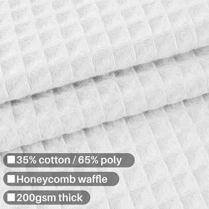 Barossa Design Cotton Blend Shower Curtain Extra Wide 108 Inch - Honeycomb Waffle Weave, Hotel Luxury & Spa, Heavy Weight Fabric, Washable - White, 108x72