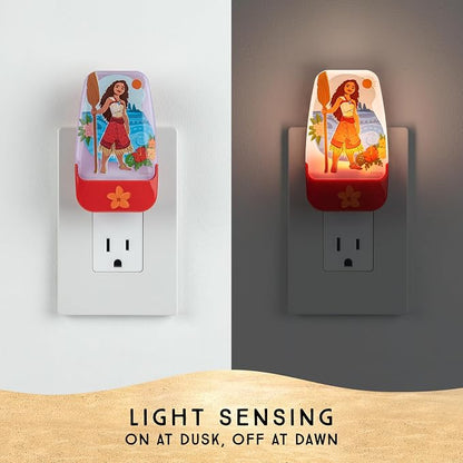Disney Moana Plug in Night Light for Kids, LED Nightlight Plug into Wall | Dusk to Dawn Sensor, Birthday Gift for Girl Toddler Baby, Kids Room Bedroom Bathroom Nursery Essentials, UL Listed, 85993