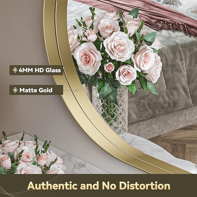 Brightify Gold Oval Mirror for Bathroom 20x36 Inch, Metal Framed Bathroom Vanity Mirrors Gold, Modern Wall Mirror for Bedroom Living Room Wall Decorative Hang Vertical and Horizontal